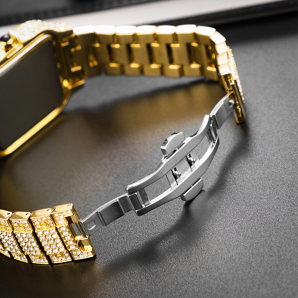 Straight European Hip Hop Diamond Quartz Wrist Watch